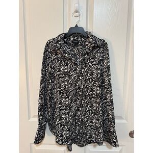 Jones New York Black and White Abstract Shirt